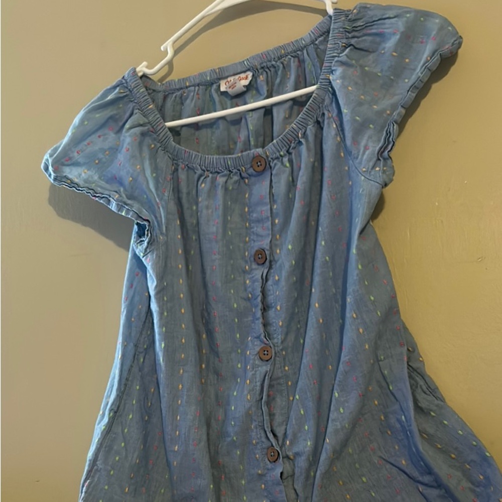 Colorful Polka Dot Blue Blouse